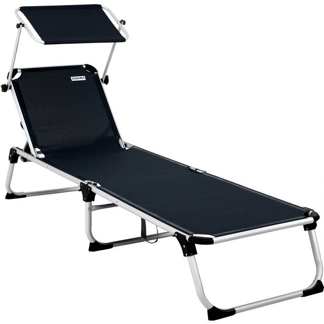 Sun Lounger Aluminium Adjustable Canopy Sunshade Anthracite