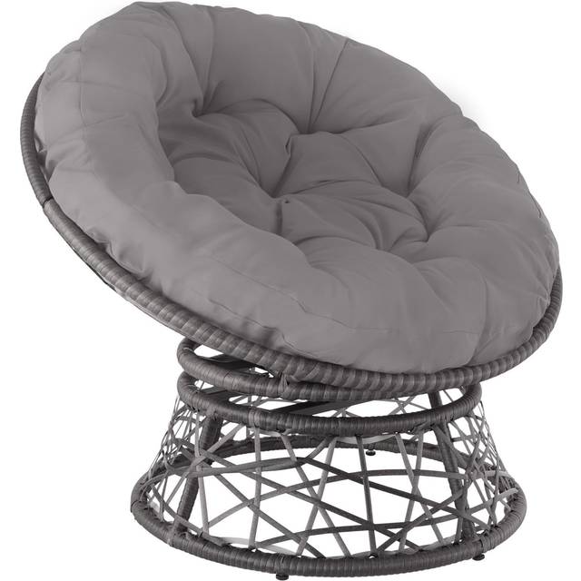 Garden Chair Gargano - rotatable, resilient polyrattan, comfortable round cushion, - grey