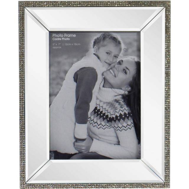 5 x 7 Mirrored Freestanding Photo Frame With Crystal Detail