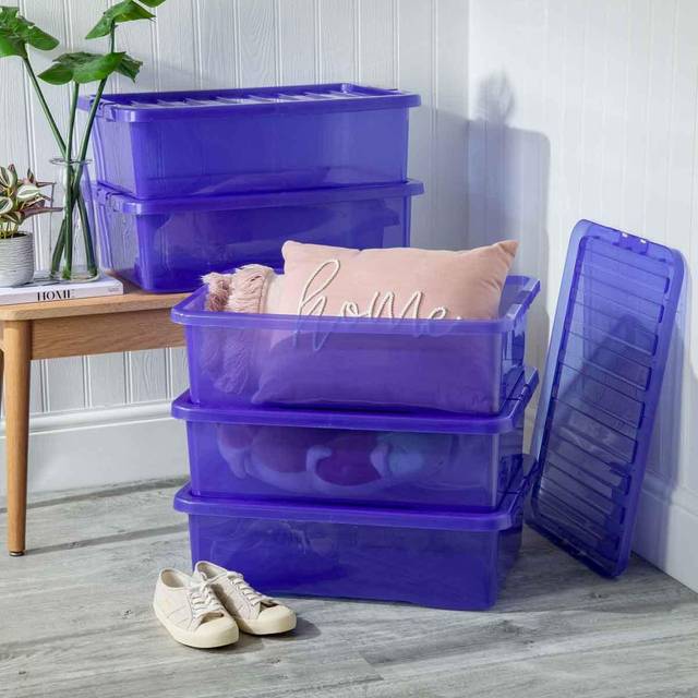 Wham Set 5 Crystal 32 Litre Box & Lid - Blue, Blue