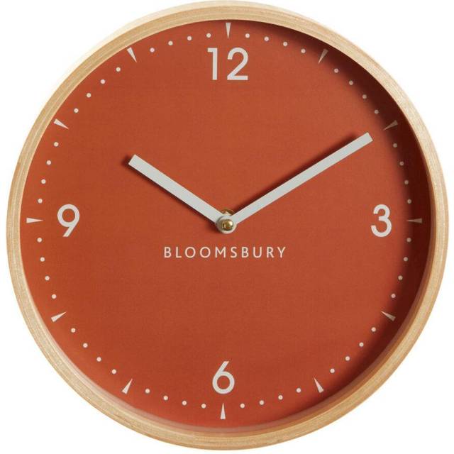 Premier Housewares - Interiors by Premier Sleek Orange Wood Small Numbers Wall Clock, Modern Design Clock In Kitchen, Versatile Wall Clock For Indoor