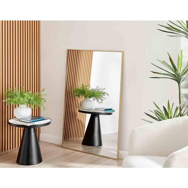 Emma Rectangle Gold Frame Wall Mirror - Gold / 120cm