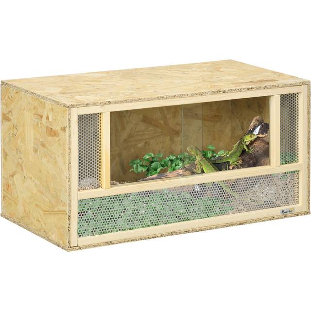 PawHut 80cm Reptile Terrarium Vivarium w/ Glass Sliding Doors - Breathable Mesh | TJ Hughes