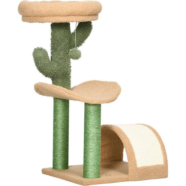 PawHut 72cm Cat Activity Centre w/ Bed, Toy Ball, Sisal Post, Curved Pad