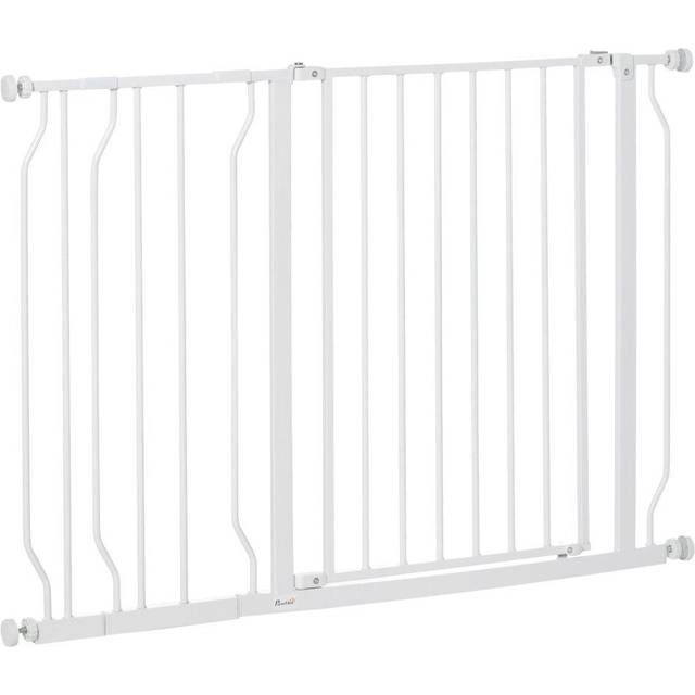 PawHut White 75-115cm Door Pressure Fit Wide Stair Pet Safety Gate - 5 x 75 x 79cm