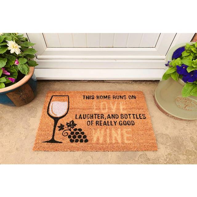 Coir Doormat With Wine Glass & Love