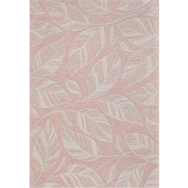 (Red, 80x150cm) HomeSpace Direct Leaves Weave Newquay Indoor Outdoor Rug