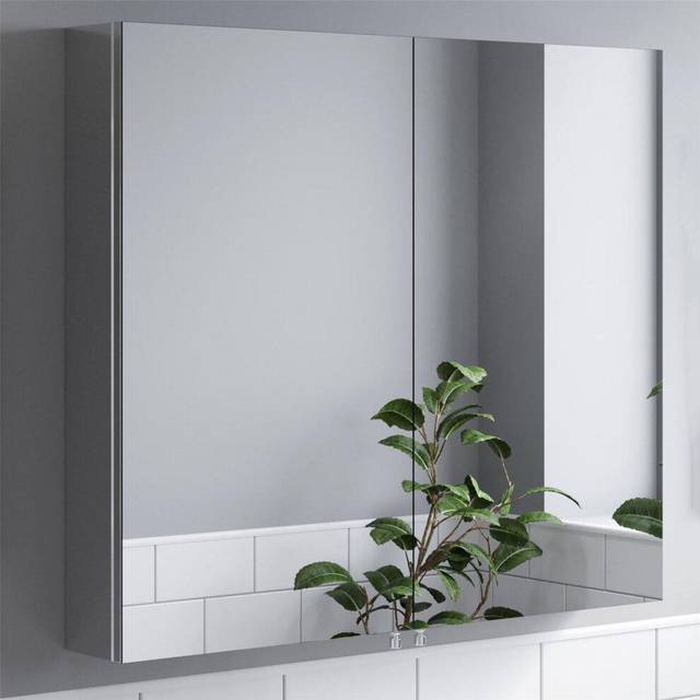 Vale Designs Ferro Double Door Stainless Steel Mirror Cabinet 800 x 700mm