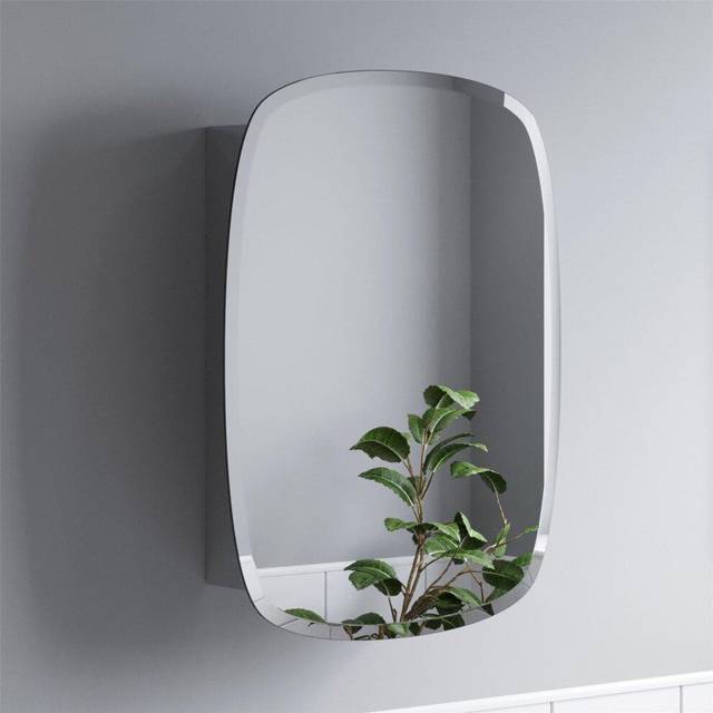 Vale Designs Acciaio Single Door Round Edge Stainless Steel Mirror Cabinet 450 x 600mm