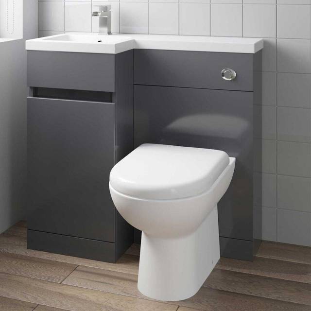 900mm bathroom vanity unit basin sink toilet combined furniture left hand grey