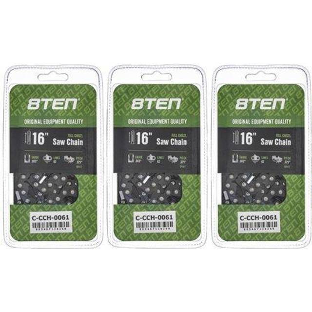 8TEN Full Chisel Chainsaw Chain 16 Inch .063 .325 62DL for Stihl 025 MS 230 241 250 251 (3 Pack)