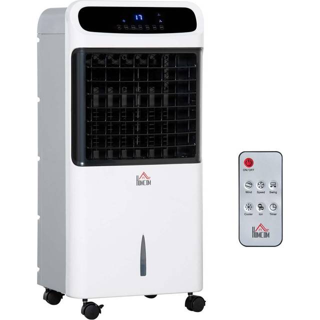 HOMCOM Mobile Air Cooler, Evaporative Ice Cooling Fan Humidifier Unit