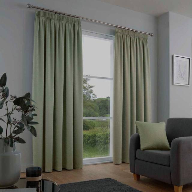 Fusion Galaxy Dimout Ready Made Pencil Pleat Curtains Green