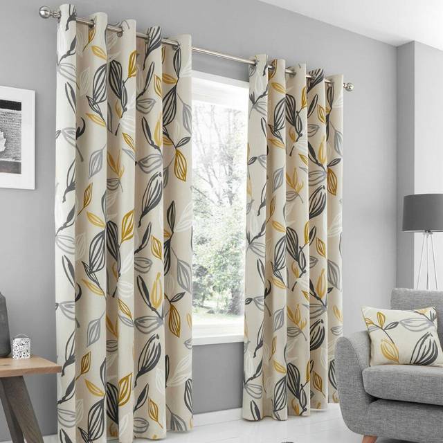 Ensley Eyelet Curtains - Ochre (229 x 183 cm)