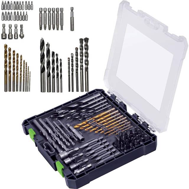 MYLEK 50 Piece Drill Bit And Screwdriver Accessory Set with Storage Case - Black