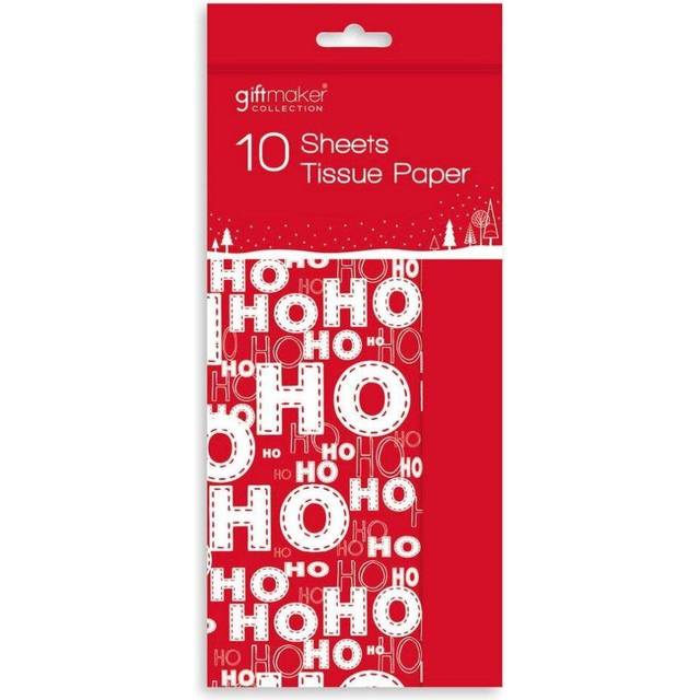 (Ho Ho Ho) 10 Sheets Of Festive Christmas Wrapping Tissue Paper Reindeer, Traditional & Ho