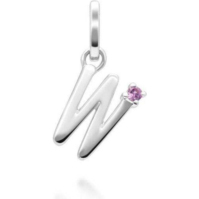 Initial Emerald Letter Charm Necklace in 9ct White Gold