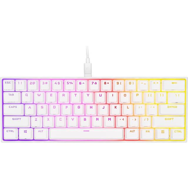 CORSAIR K65 RGB MINI 60% mekaniskt trådbundet speltangentbord — CHERRY MX RÖD linjära brytare — PBT Double-Shot-tangenter — iCUE-kompatibel — QWERTY UK — PC, Mac, Xbox — vitt