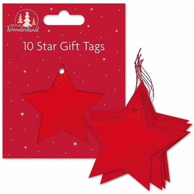 Christmas Birthday Star Shaped Tags Red , Silver Or Gold/Red