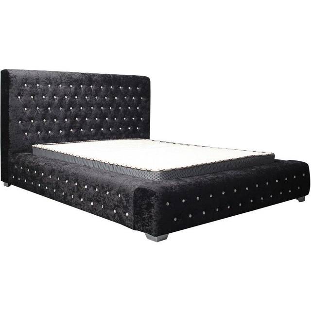Birlea Grande Super King Black Crushed Velvet Fabric Bed