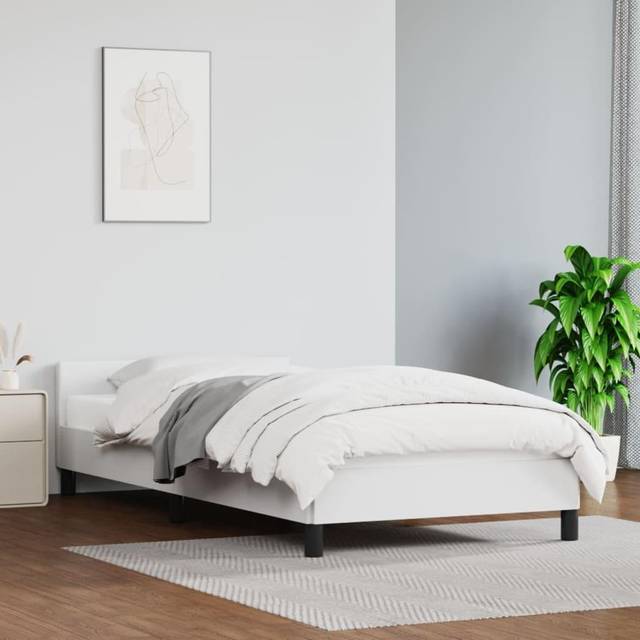 (black, 3ft single) vidaXL Bed Frame with Headboard Bedroom Upholstered Bed Bedstead Faux Leather