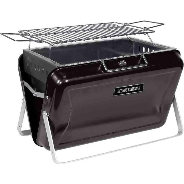 GEORGE FOREMAN Go Anywhere Briefcase Portable Charcoal BBQ - Black
