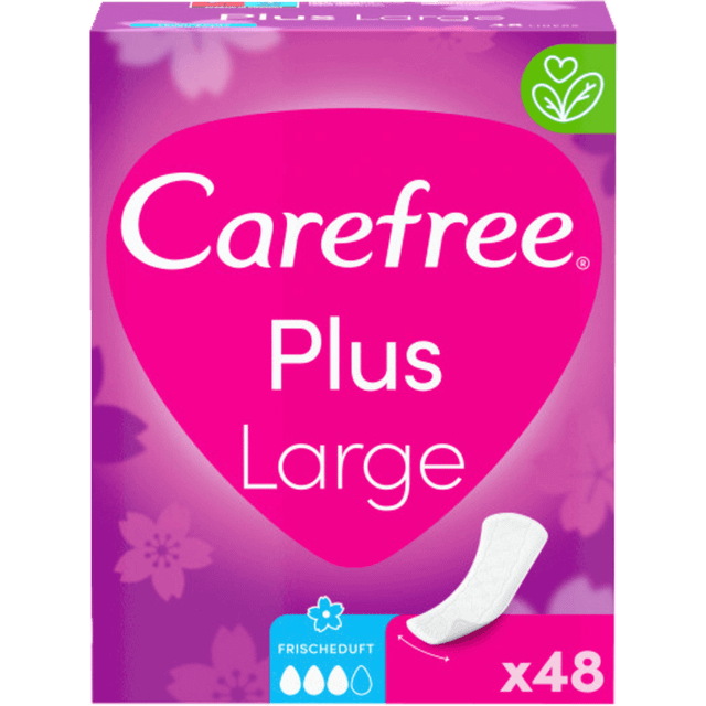 Carefree Plus Large panty liners med ultimat förbättrad kärna, fräsch doft, absorptionshastighet tre, storlek L extra bred, 48-pack