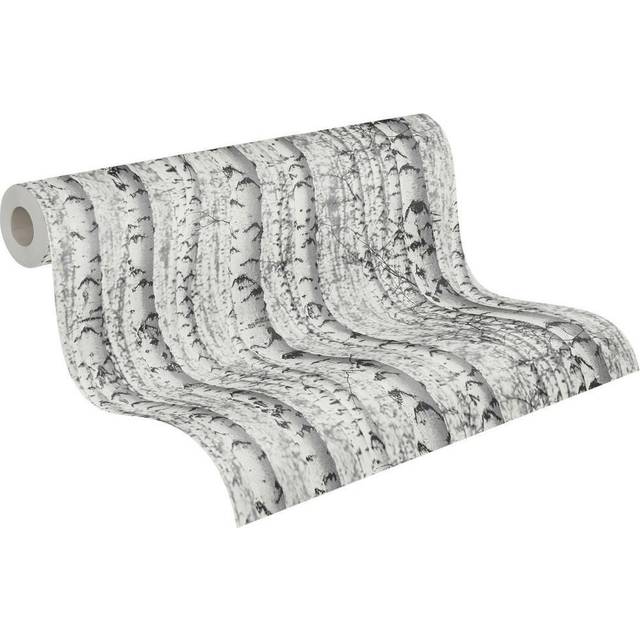 Blooming Wild Blooming Wild Birch Tree Motif 10m x 53cm Wallpaper Roll - White (1,005cm L X 53cm W)