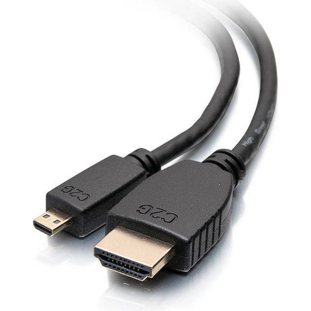 C2G 10ft HDMI to Micro HDMI Cable with Ethernet - 1080p - M/M - HDMI-kabel med Ethernet - 19 pin micro HDMI Type D hane till HDMI hane - 3.05 m - skärmad - svart