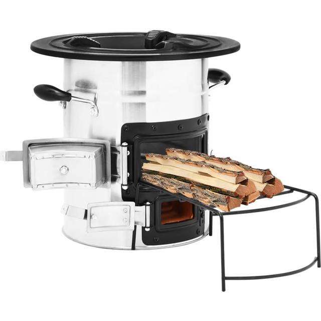 vidaXL Camping Wood Stove Silver 51.5x35x30.5 cm Stainless Steel