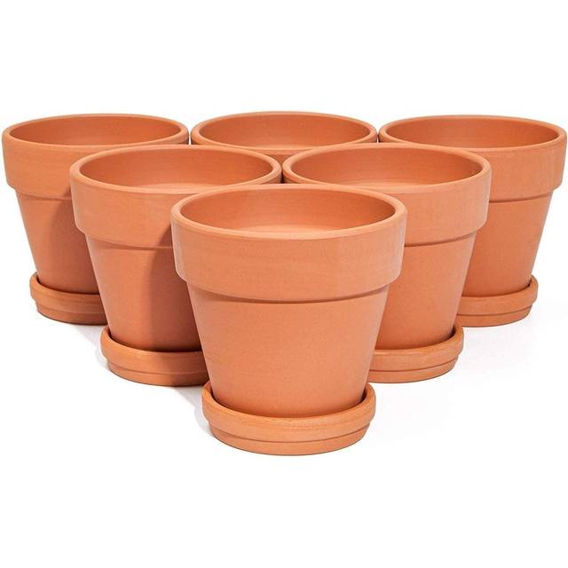Terra Cotta Pots with Saucers (10.2 cm, 6 Pack)