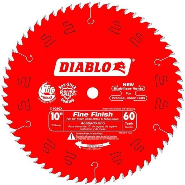 Freud Diablo 10" x 60-Tooth ATB Fine Finish Saw Blade with 5/8" Arbor in Red