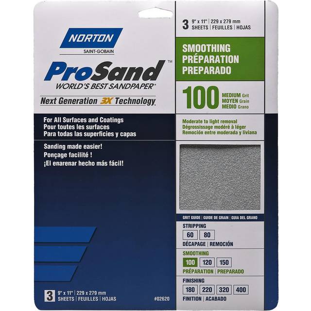 Norton Co. 2620 3X Handy Aluminum-Oxide 100 Grit Sandpaper  9&quot x 11&quot  No Color