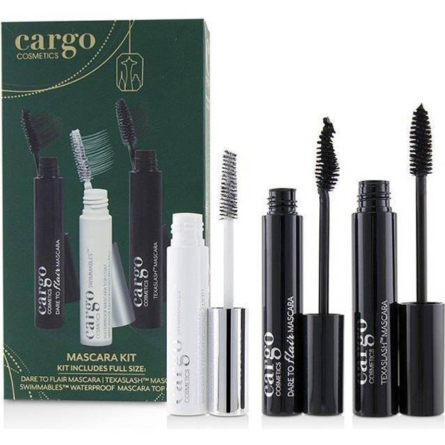 Cargo Cosmetics Mascara Kit: 1x Dare To Flair Mascara, 1x Texalash Mascara, 1x Swimmables Waterproof Mascara Top Coat 3pcs