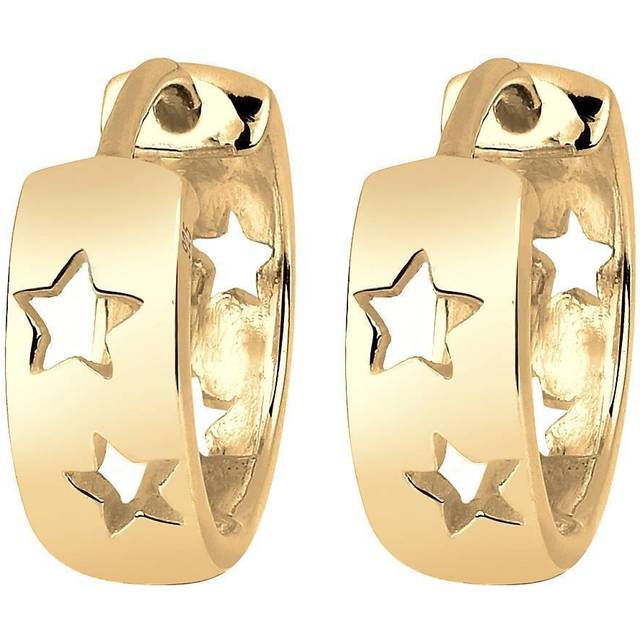 Elli örhängen kreolska stjärnor Astro Trend 925 silver, fasettad slipning, Utan, örhängen dam