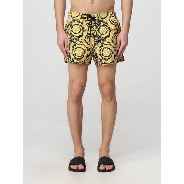 Versace Underwear Yellow & Black Barocco Swim Shorts - A7900-Gold + Print - 5