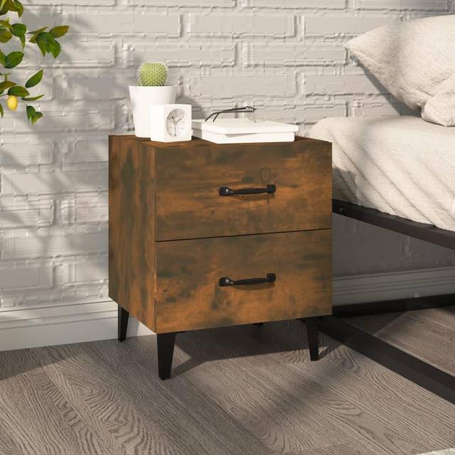 vidaXL Bedside Cabinet Smoked Oak 40x35x47.5 cm - Brown