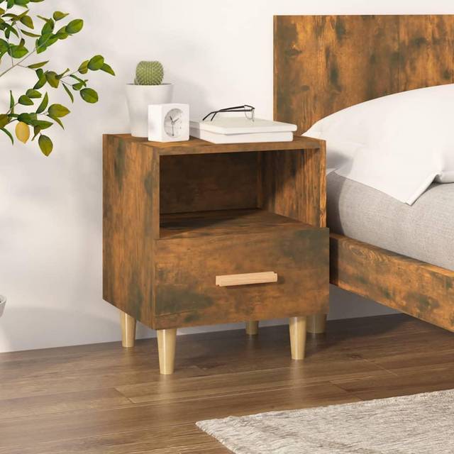 vidaXL Bedside Cabinet Smoked Oak 40x35x47 cm - Brown