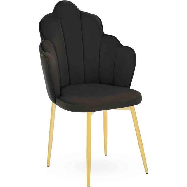 Comfortable Velvet Dining Chair, Durable & Adjustable Velvet Office Chair, Backrest Accent Chair - Black - One Size