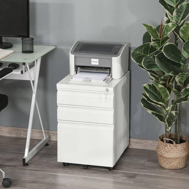 SHEIN Vinsetto 2-Drawer Vertical Filing Cabinet With Lock, Steel Mobile File Cabinet With Adjustable Hanging Bar For A4, Legal And Letter Size