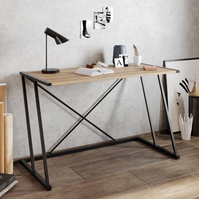 Decorotika Anemon 120 Cm Wide Computer Desk - Walnut And Black, Multi