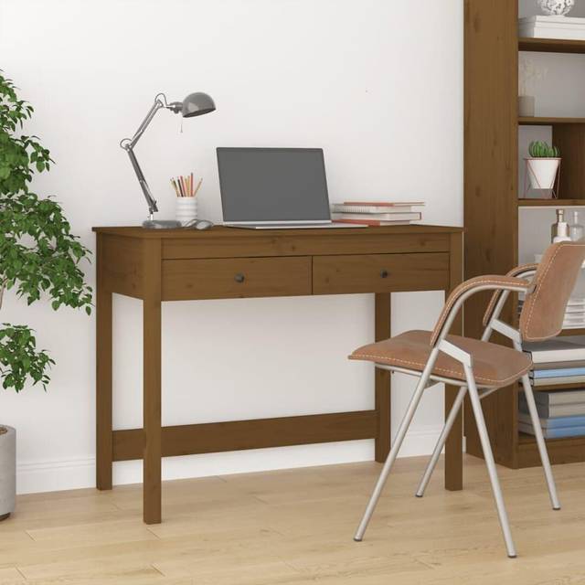 vidaXL Desk with Drawers Honey Brown 100x50x78 cm Solid Wood Pine
