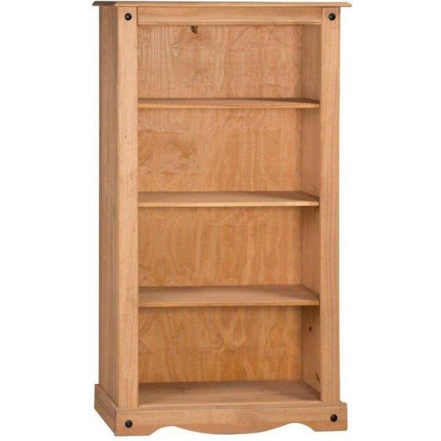 Mercers Furniture Corona Medium Bookcase 3 Shelf Display Solid Pine With Mexican Styling, Brown