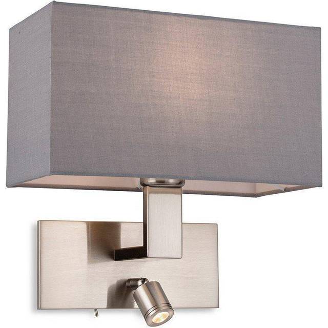 Firstlight Raffles LED 2-Light Wall Light 1W Warm White in Grey and Brushed Steel