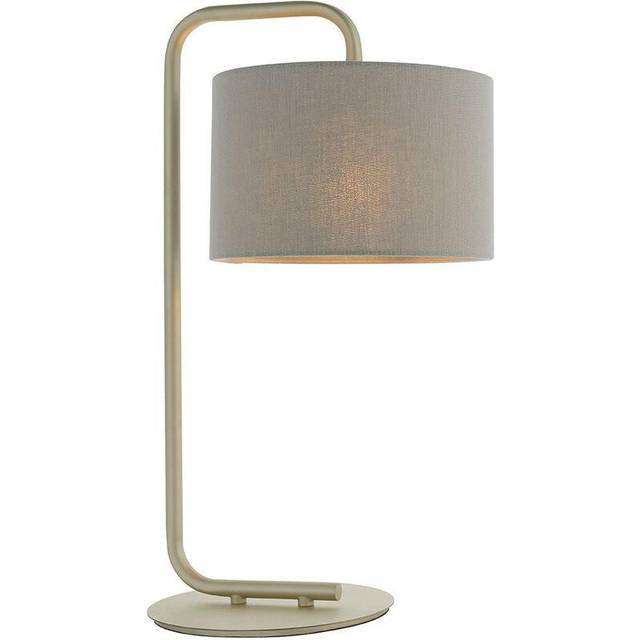 Merano Carrara Slate Grey Fabric Shade Satin Champagne Table Lamp - 23 x 29 x 50cm