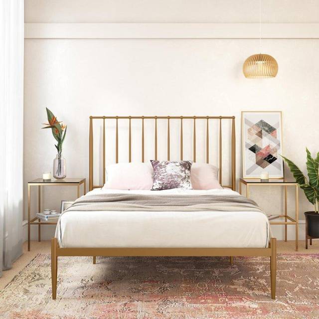 Dorel Giulia Modern Metal Bed Gold - King, Gold