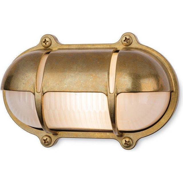 Firstlight Nautic Classic Marine Style Oval Bulkhead Eyelid in Solid Brass and Frosted