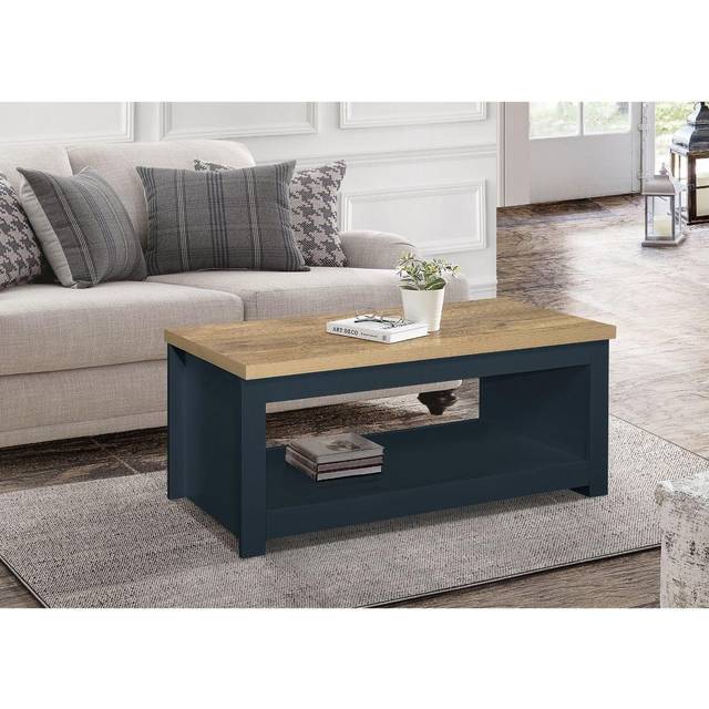 Highgate Navy and Oak Coffee Table - Birlea - Blue - 47 x 105 x 41cm