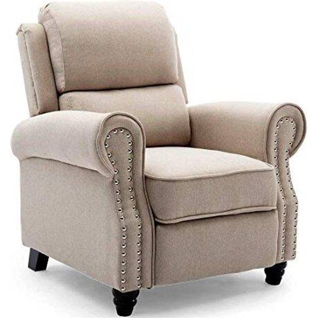 Duxford Linen Fabric Pushback Recliner Chair - Beige