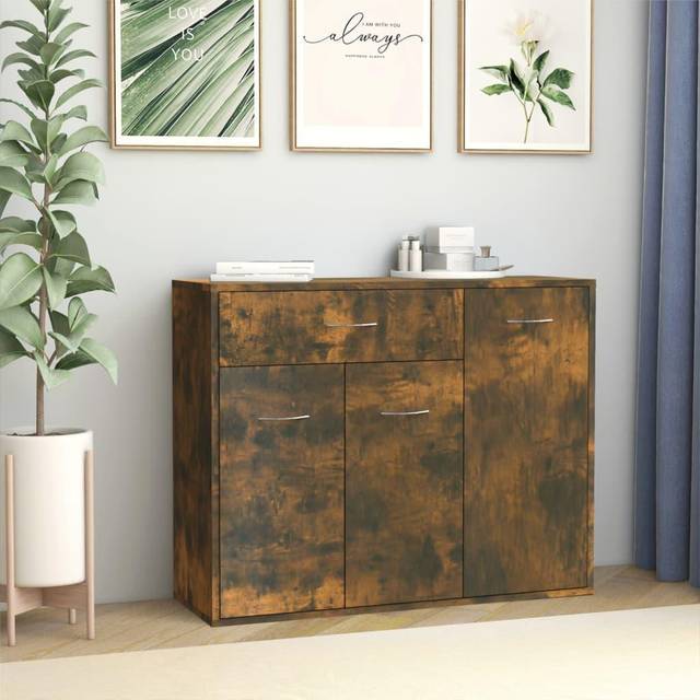 (smoked oak) vidaXL Sideboard Storage Drawer Side Cabinet Engineered Wood Multi Colours